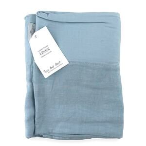 Restoration Hardware Garment Dyed Linen Sky Blue Bed Skirt Twin Size